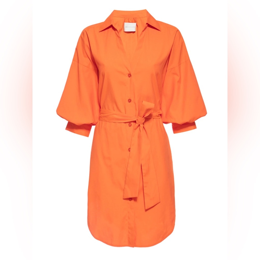 Brochu Walker Orange Long-Sleeve Shirt Dress